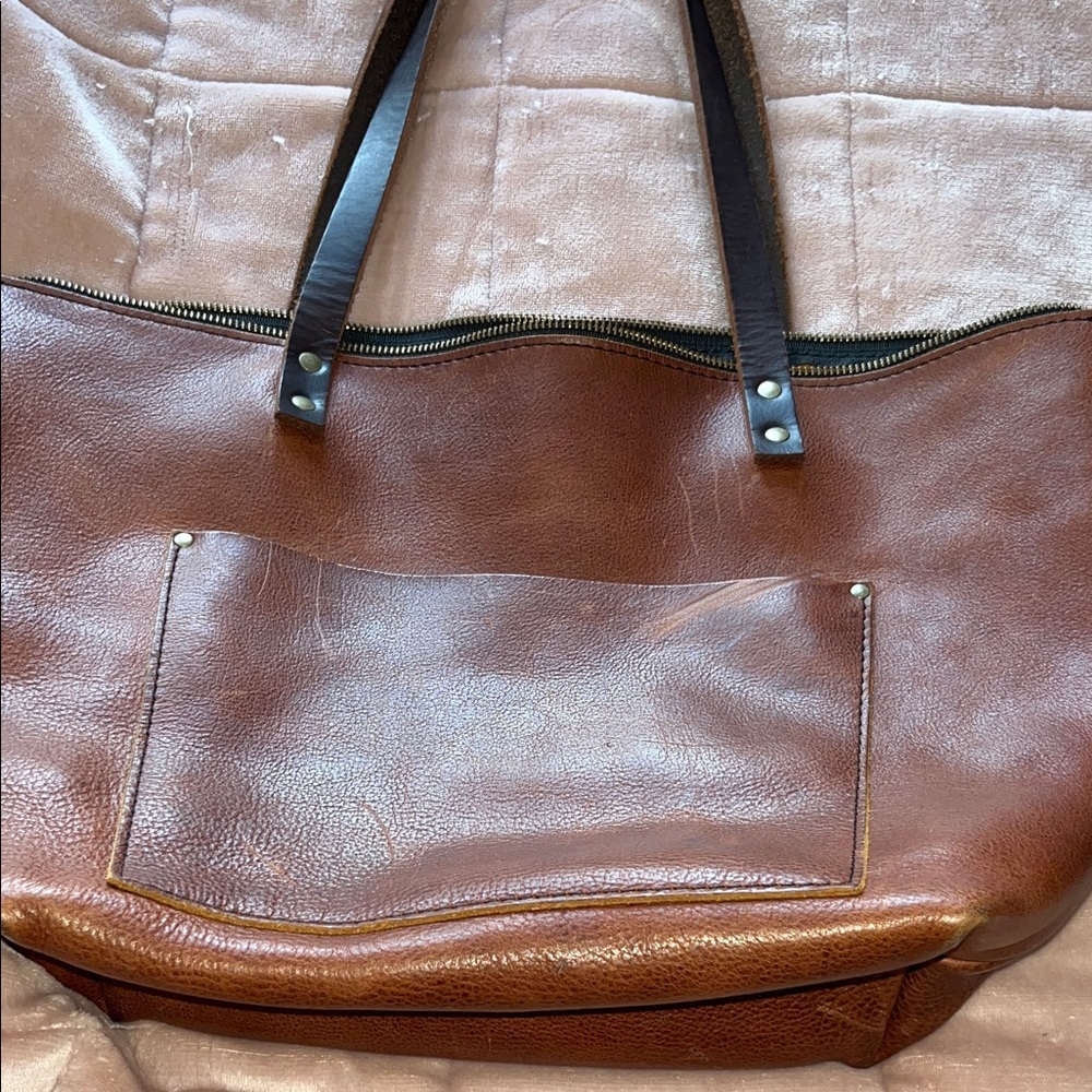 PLG large zipped tote Nutmeg Leather Tote Bag